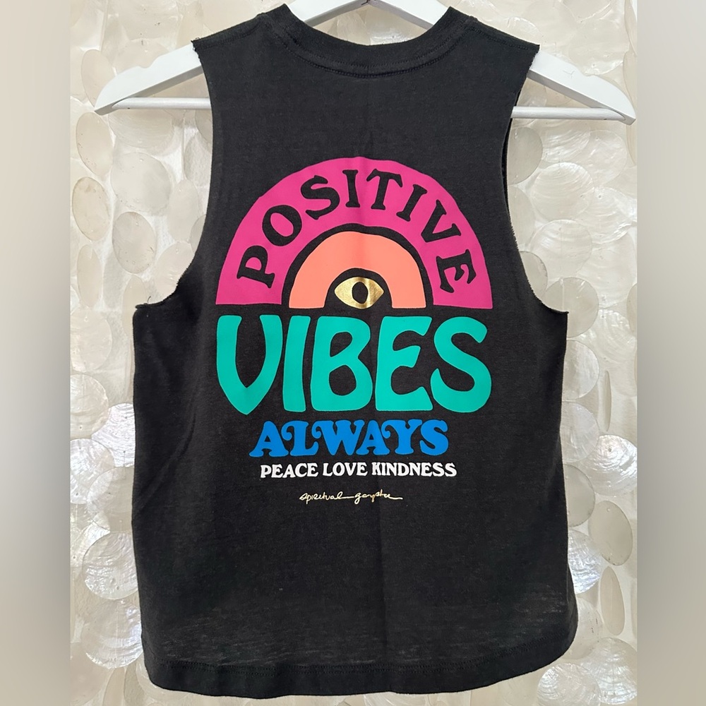 Spiritual Gangster “Peace, Love, Kindness” Crop Tank 🖤 Vintage Black Women’s XS